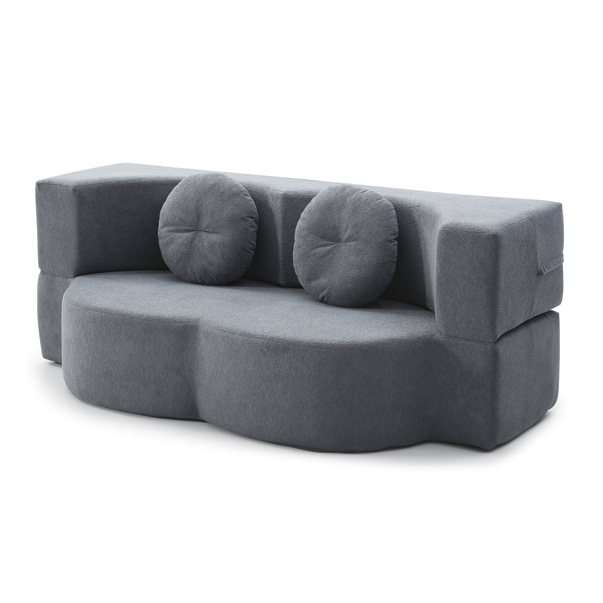 Leumius 2-in-1 Folding Sofa Bed with Pillow,Twin Sleeper Sofa,Floor & Futon Loveseat Couch,Foam Folding Mattress Sleeper for Living Room,Office,Apartment,Grey
