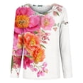 thumbnail image 4 of thefmos Women's Floral Print Pullover Top Casual Round Neck Long Sleeve Blouse Fashion Fall Spring Everyday Outfit, Red 5XL, 4 of 5
