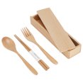 thumbnail image 1 of Utensilios para comer, caja de vajilla portátil, tenedor de madera, palillos de madera, estética elegante, 1 of 13