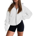 thumbnail image 5 of Women's 2 Piece Outfits Long Sleeve Zip Up Hoodie Wide Leg Pants Matching Sweatsuits Sets White M, 5 of 7