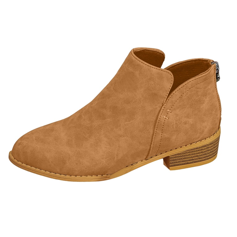 Ankle Boots for Women Fashion Suede Boots Low Heel Round Toe