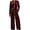 Red, variant on Women Velvet 2‑Piece Outfit Full Zip Stand Collar Jacket Drawstring Waist Wide Leg Pants Velour Loungewear Pant Suit Solid Color Fall Winter Tracksuit