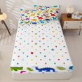 thumbnail image 4 of Metsweet Wildlife Dinosaur Zipper Twin Comforter Sets with Fitted Sheet and 2 Pillowcases, Cute Animal Zipper Bedding Set, Blue Red White,4-Piece, 4 of 6