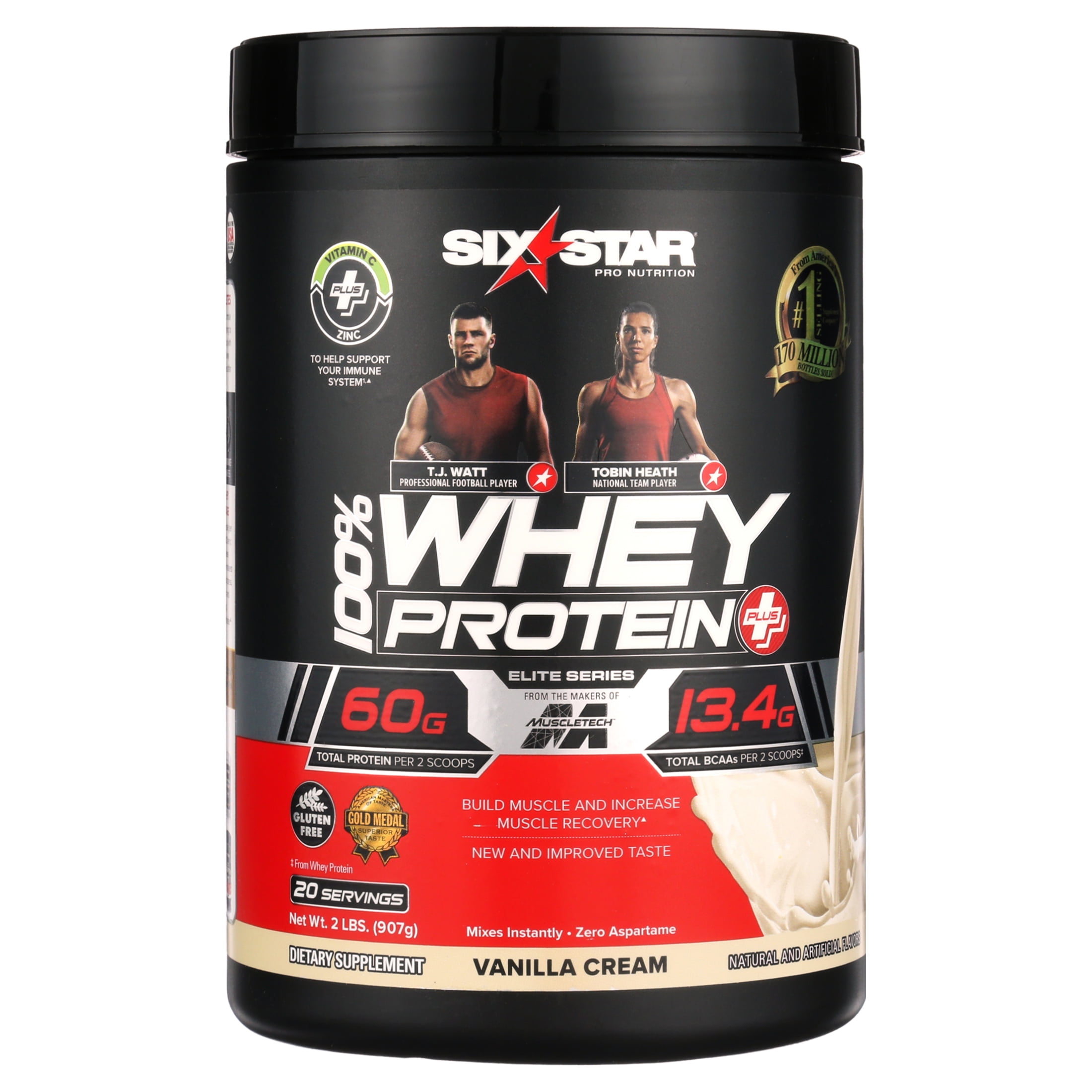 Six Star Pro Nutrition Elite Series 100% Whey Protein Powder, Vanilla Cream, 2lbs