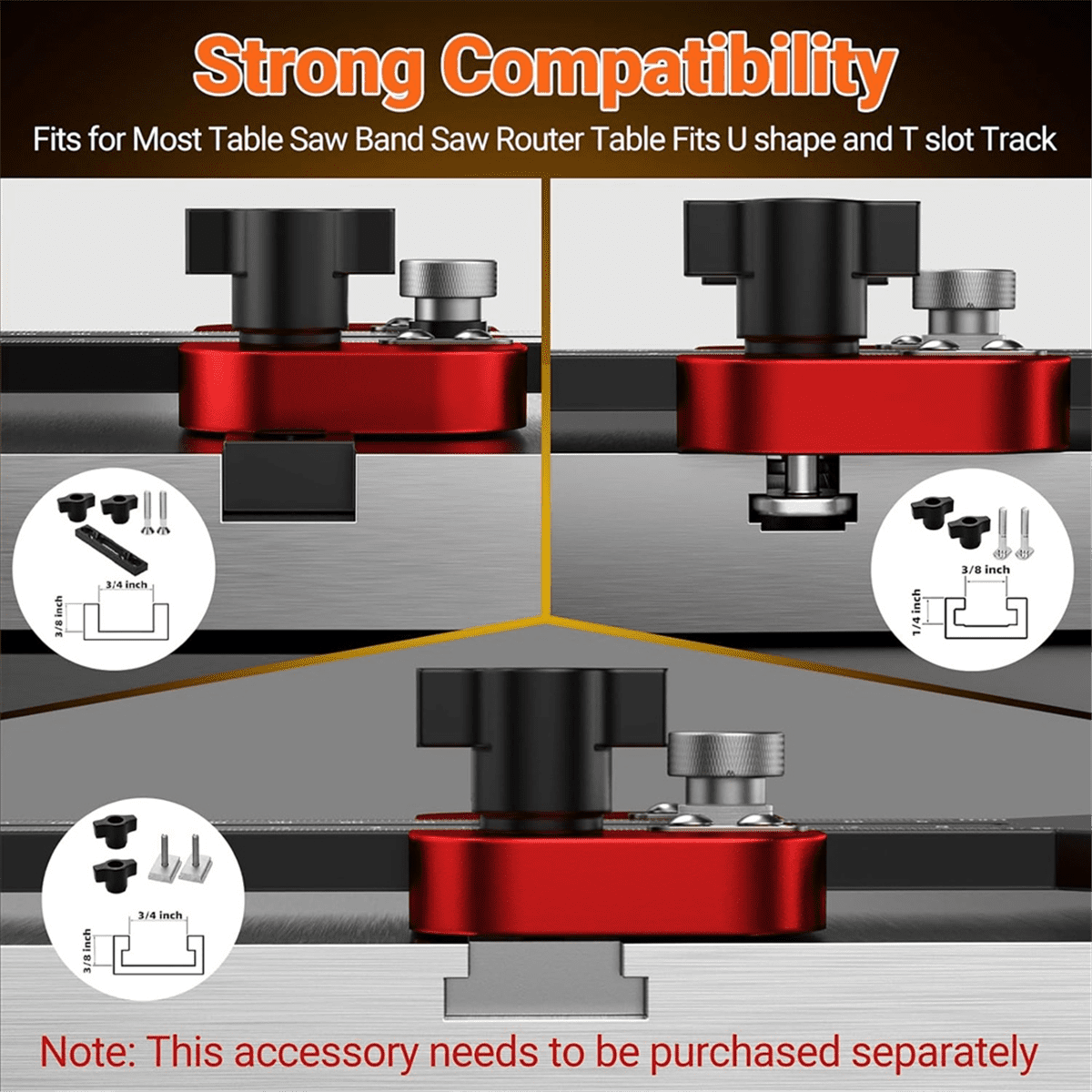 Thin Rip Table Saw Jig - 3 Pulleys Thin Rip Jig for Making Repetitive Narrow Strip Cuts, Table Saw Guide Fits,1 set * Thin Rip Table Saw Jig,Black & Red