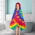 thumbnail image 6 of Rainbow Tie Dye Mandala Pattern Hooded Bath Towel，50"x30" for Ages 3 To 12 Kids, Quick Dry Lightweight Soft Microfiber Hood Beach Towel Cover Up for Kids, 6 of 7