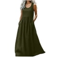 thumbnail image 2 of Liquidation d'Été 2025! Robe Grande Taille pour Femmes, Robe d'Été en Coton et Col Rond Sans Manches Longue, 2 of 5
