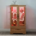 thumbnail image 4 of Lighted Glass Curio Display Cabinet, 2-Door Collectible Cabinet with LED Lights and Adjustable Shelves, Light Oak Finish Display Case with Mirror Back for Living Room, Dining Room, Light Oak, 4 of 11