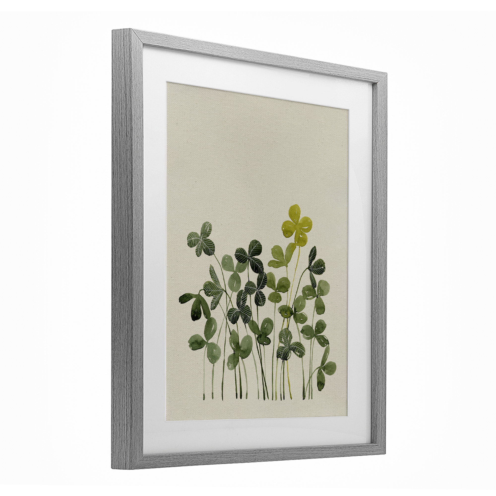 Hidden Gems Botanicals Gray Framed Print Under Glass, design by Grace Popp
