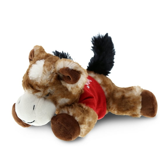 DolliBu I LOVE YOU Plush Lying Brown Donkey - Cute Stuffed Animal with Red Shirt For Valentine, Anniversary, Romantic Date, Boyfriend, or Girlfriend Gift - 9 Inches