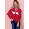 thumbnail image 3 of I AM A FASHION JUNKY Racing Red MERRY Letter Pattern Christmas Raglan Sleeve Sweater, 3 of 3
