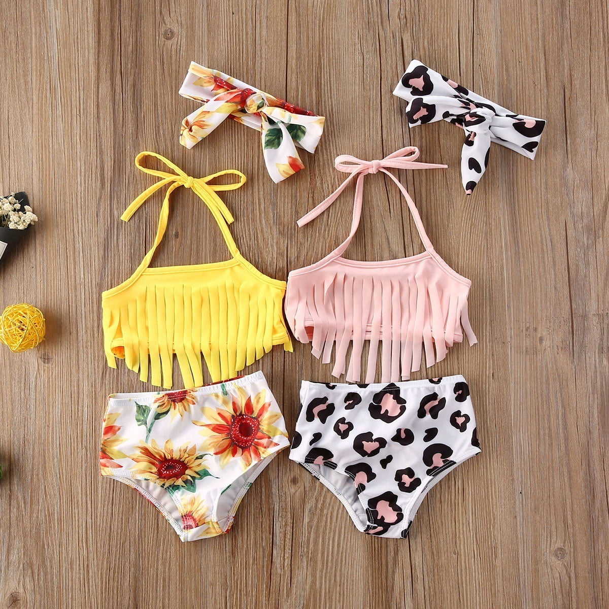 Toddler Baby Girl Sunflower Swimsuit Little Girl Suspenders Bikini Set ...
