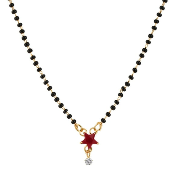 Efulgenz Indian Bollywood Traditional American Diamond CZ Mangalsutra Pendant Necklace Jewelry for Women,Red