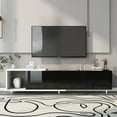 thumbnail image 2 of Tensun Black 85 Inch TV Stand, Modern & Stylish Television Stands with Storage Shelf, 3 Drawers, and Adjustable Feet, High Gloss Entertainment Center for Living Room, 2 of 5