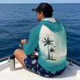 thumbnail image 5 of Bulopur Men’s UPF 50+ Sun Protection Hoodie Shirt Teal Palm Tree Beach Long Sleeve Fishing Rash Guard with Breathable Face Mask, Quick Dry Lightweight UV Top, 5 of 8