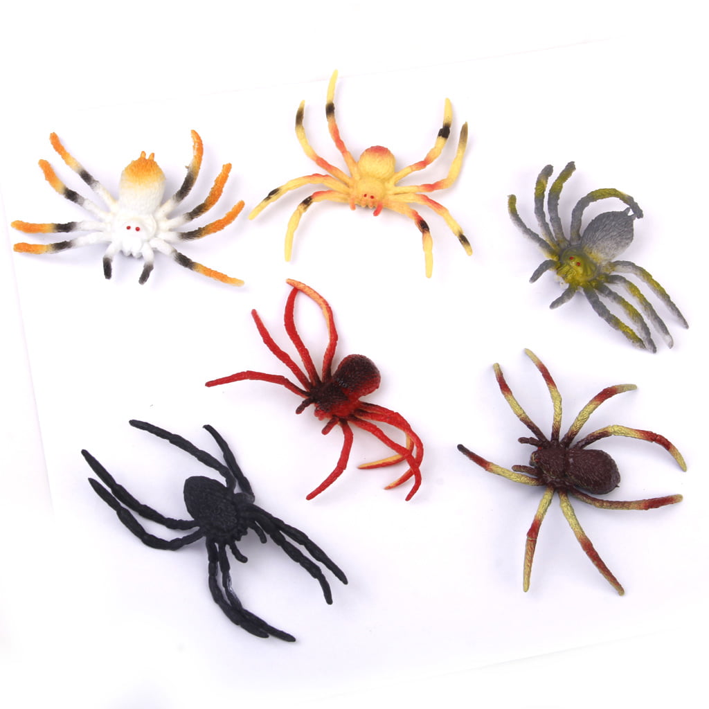 6pcs Plastic Spider Model Realistic Pretend Trick Toy Party Bag Filler 