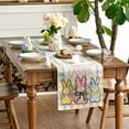 thumbnail image 5 of CQCYD Easter Table Runner, Bunny Egg Race Design Linen Look Tablecloth Home Dining Kitchen Decor Party Dinner Table Cover Holiday Celebration Spring Season Decoration, 5 of 6