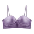 thumbnail image 3 of Bigersell Women Sports Bra Women Removable Shoulder Everyday Strapless Drawstring Bandeau Underwear Bras Women Size Padded Bralettes for Female, Style 3225, Purple 32A, 3 of 5