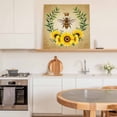 thumbnail image 6 of Vintage Crown Bee Framed Canvas Wall Art, Country Sunflowers Green Leaves Honeycomb Wall Art Painting for Living Room Bedroom Home Decor, 8”x8”, Office Artwork Print, 6 of 9