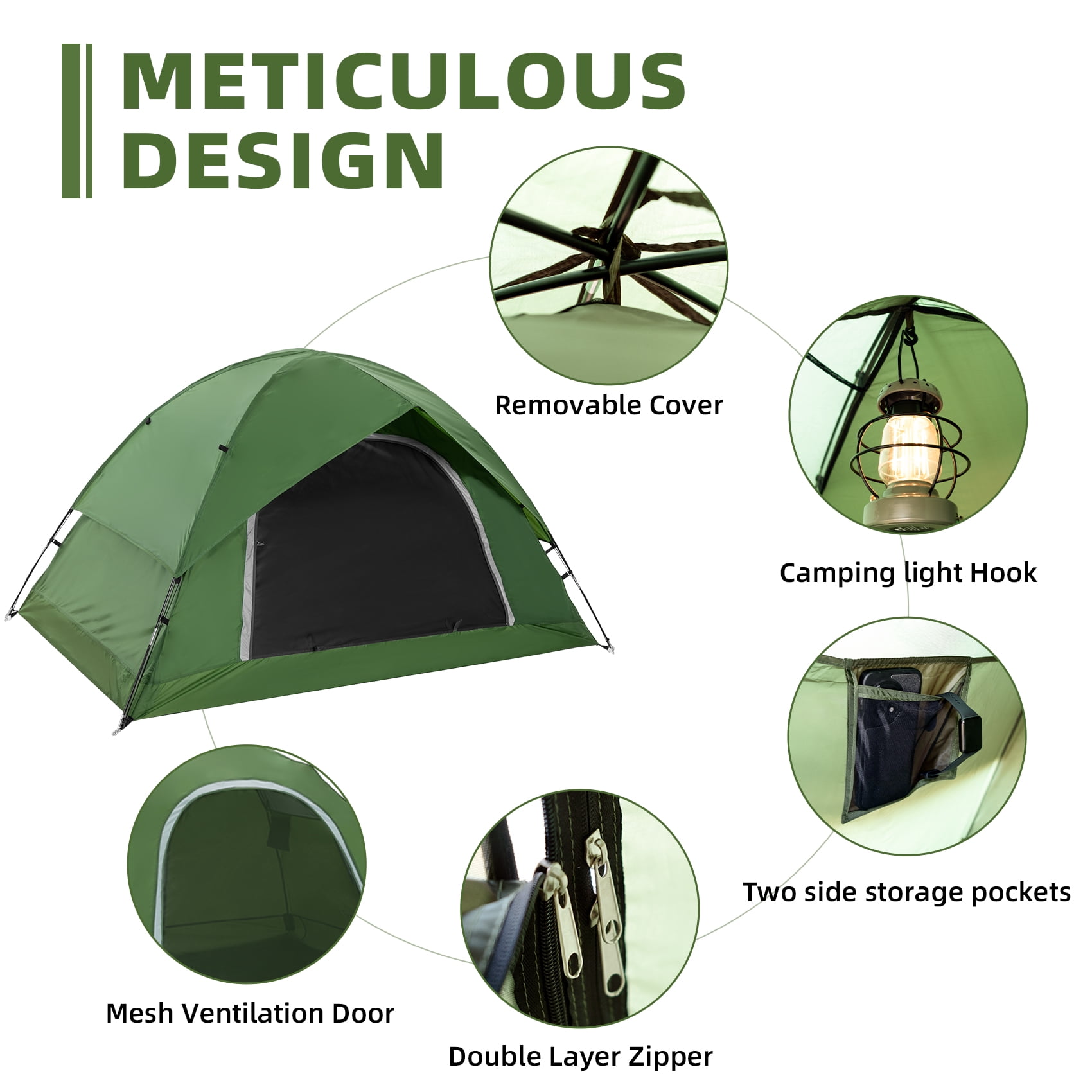 Croosse Camping Tent for 2 Person - Lightweight Two Person Tents with Rainfly for Camping, Hiking, Backpacking