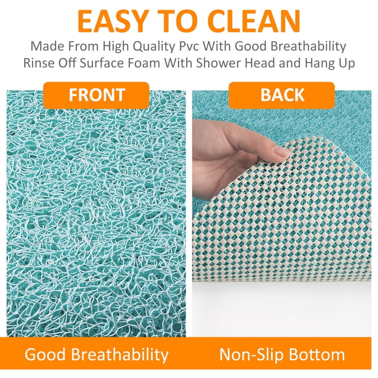GPED 17.7x30 Non-Slip Bath Mat with Drain Holes, Blue photo 4