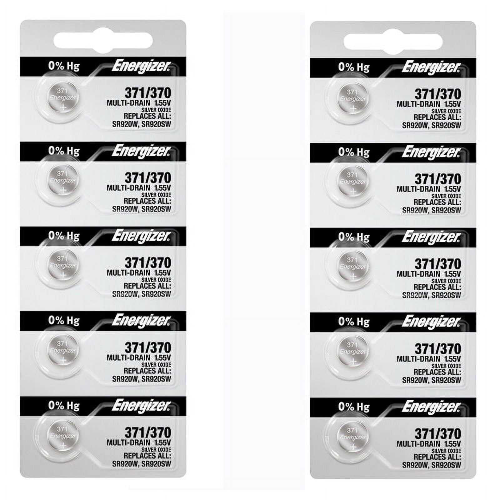 Piles Montre Energizer 371/370 - Oxyde D'argent - Lot De 5 - Pour Montres Et Petits Appareils électroniques