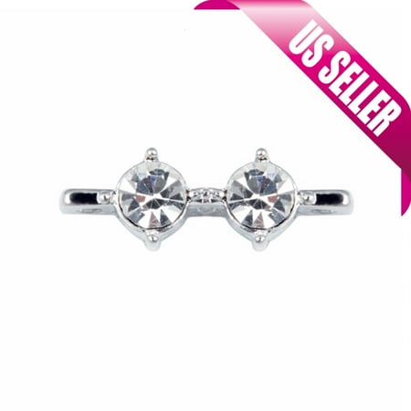 Crystal Spacer Bar (Straight Bar Design Silver-Plated Spacer Bars 3 Hole Link With Clear Preciosa Czech Crystal 18.7x6.7mm pack Of)