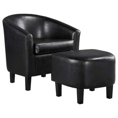 Buy Faux Leather Accent Chair Upholstered Barrel Chair With Ottoman For Bedroom Living Room Guestroom Black Online In Italy 268672059