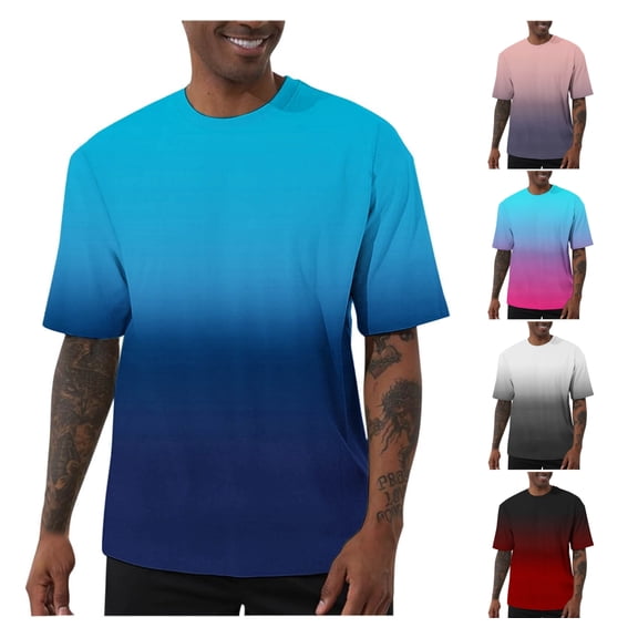 Bnwani Mens Graphic T Shirts Breathable Printed Tee Comfortable Shirts Dark Blue 4XL
