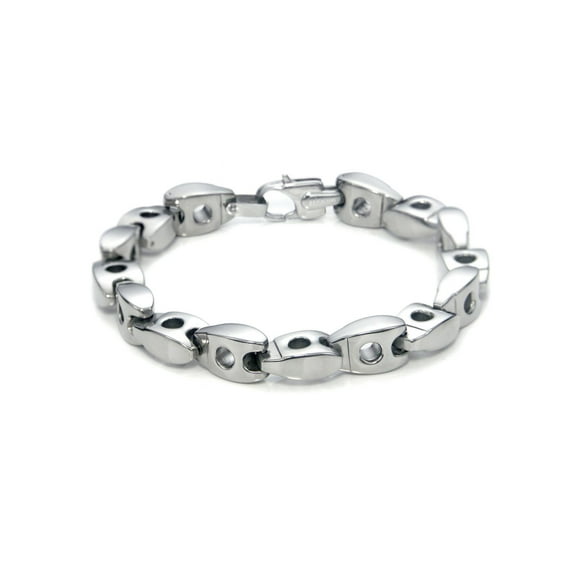 Titanium Kay Men's 10MM Solid Titanium High Polish Finish Chrome Color Link Bracelet 8.5"