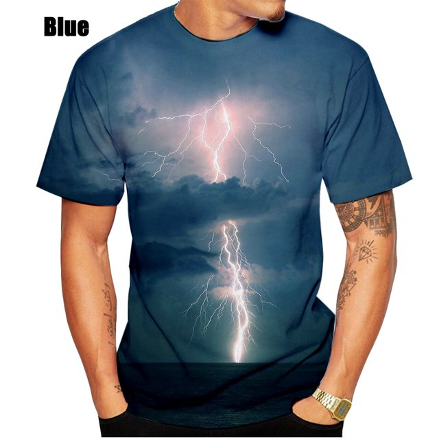 Nouveau T-Shirt à Manches Courtes d'Été Mode pour Hommes Impression 3D Éclair