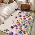 thumbnail image 4 of Area Rugs for Living Room Bedroom, Vintage Flowers 4'x6' Rug Washable Carpet Runner Indoor Outdoor, Watercolor Butterfly Dragonfly Daisy Beige Non Slip Accent Floor Mats Rug for Kitchen, Office, 4 of 8