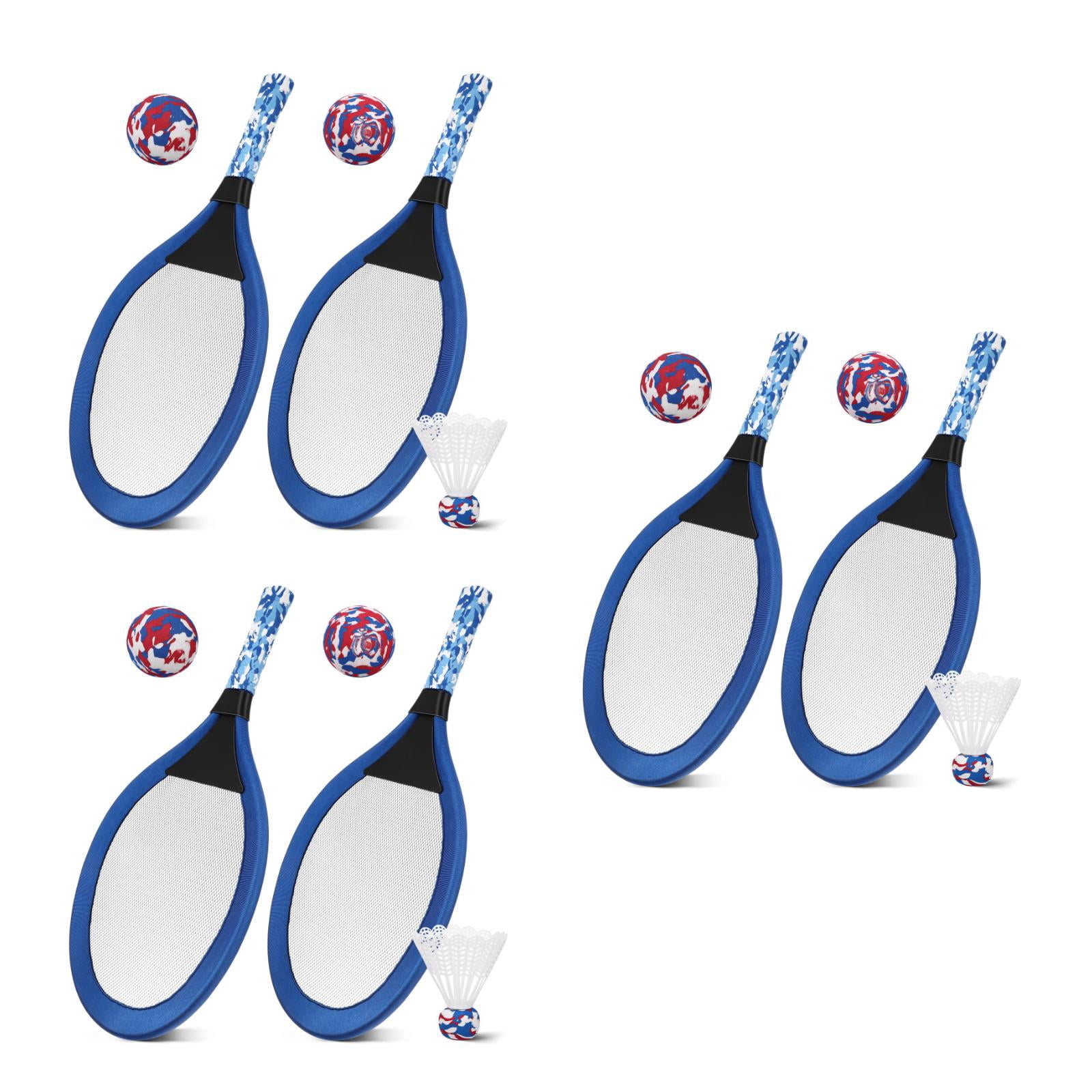 Masteelf 3 Pairs Children's Tennis Racket Kids Palying Badminton Oval Rackets Game Props for Kindergarten Primary School Outdoor Sports (Blue)