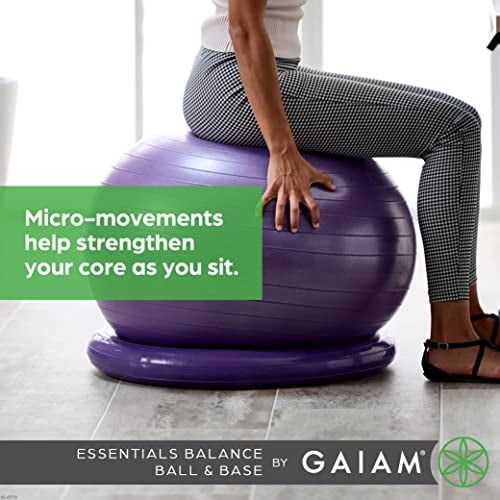 Kit Boule D'équilibre Gaiam Essentials Avec Base - 65 Cm, Violet, Pour Yoga Et Stabilité