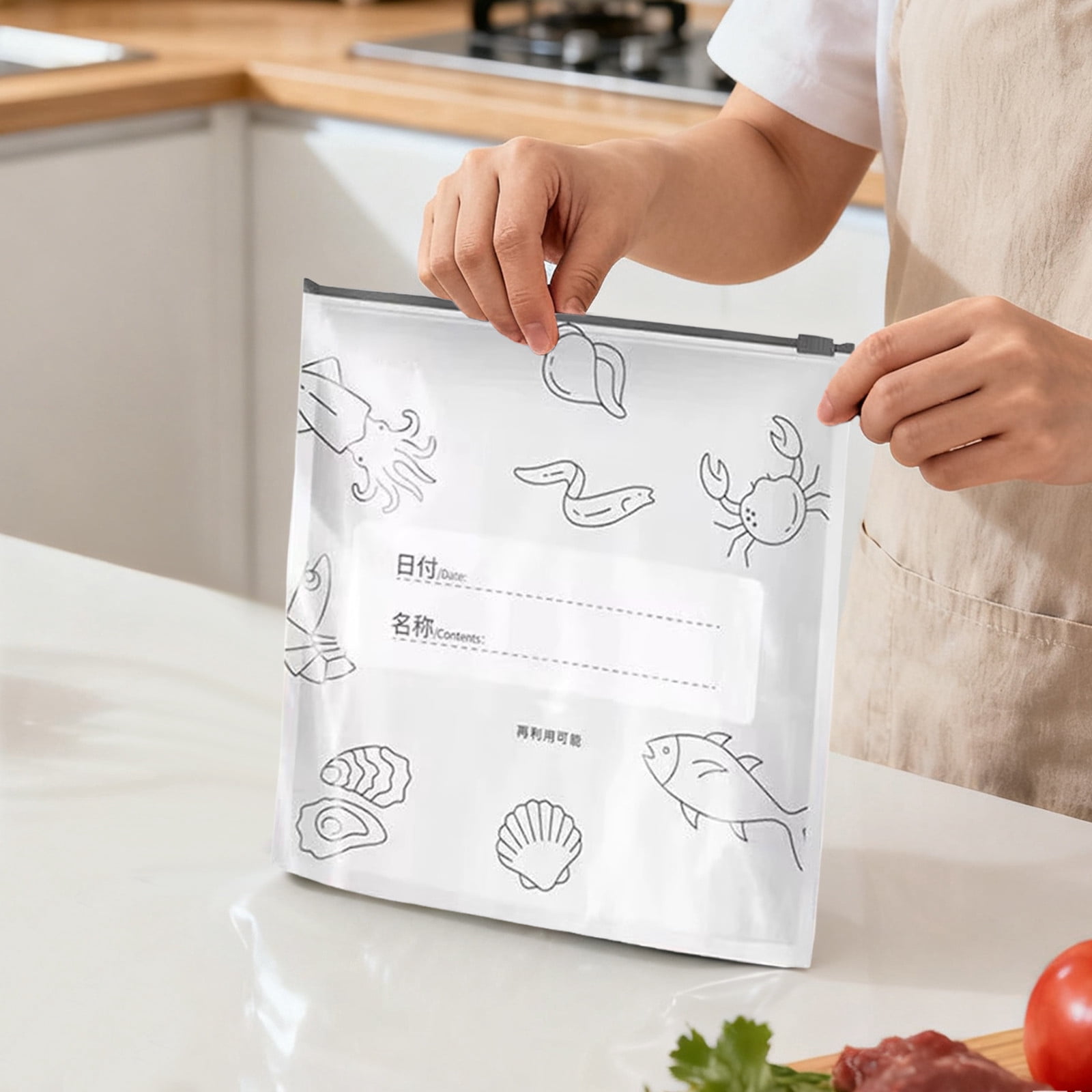 Reusable Aluminum Sealable Storage Pouches Durable Leakproof Stand Up Vacuum Zipper Bags For Fresh Food Preservation 10PCS