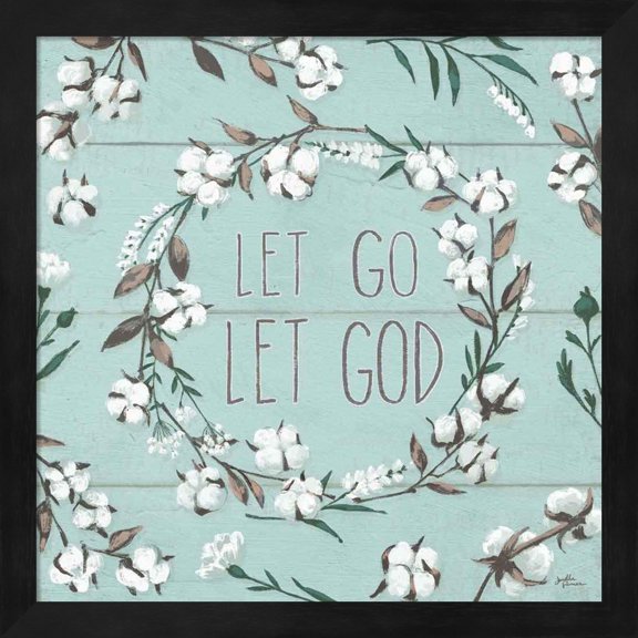 Blessed VII Mint Let Go Let God by Janelle Penner, Framed Wall Art, 13.25W x 13.25H