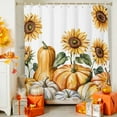 thumbnail image 4 of Shower Curtain 36"W x 72"L Fall Thanksgiving Sunflower Pumpkin Fabric Shower Curtains Set with Hooks Water Repellent Bathroom Curtains Machine Washable Bathroom Accessories, 4 of 6