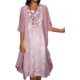 thumbnail image 3 of Vestido midi floral fluido con chaqueta, conjunto de 2 piezas, manga 3/4, vestido de gasa para invitados de boda, cóctel de verano Plus, 3 of 5