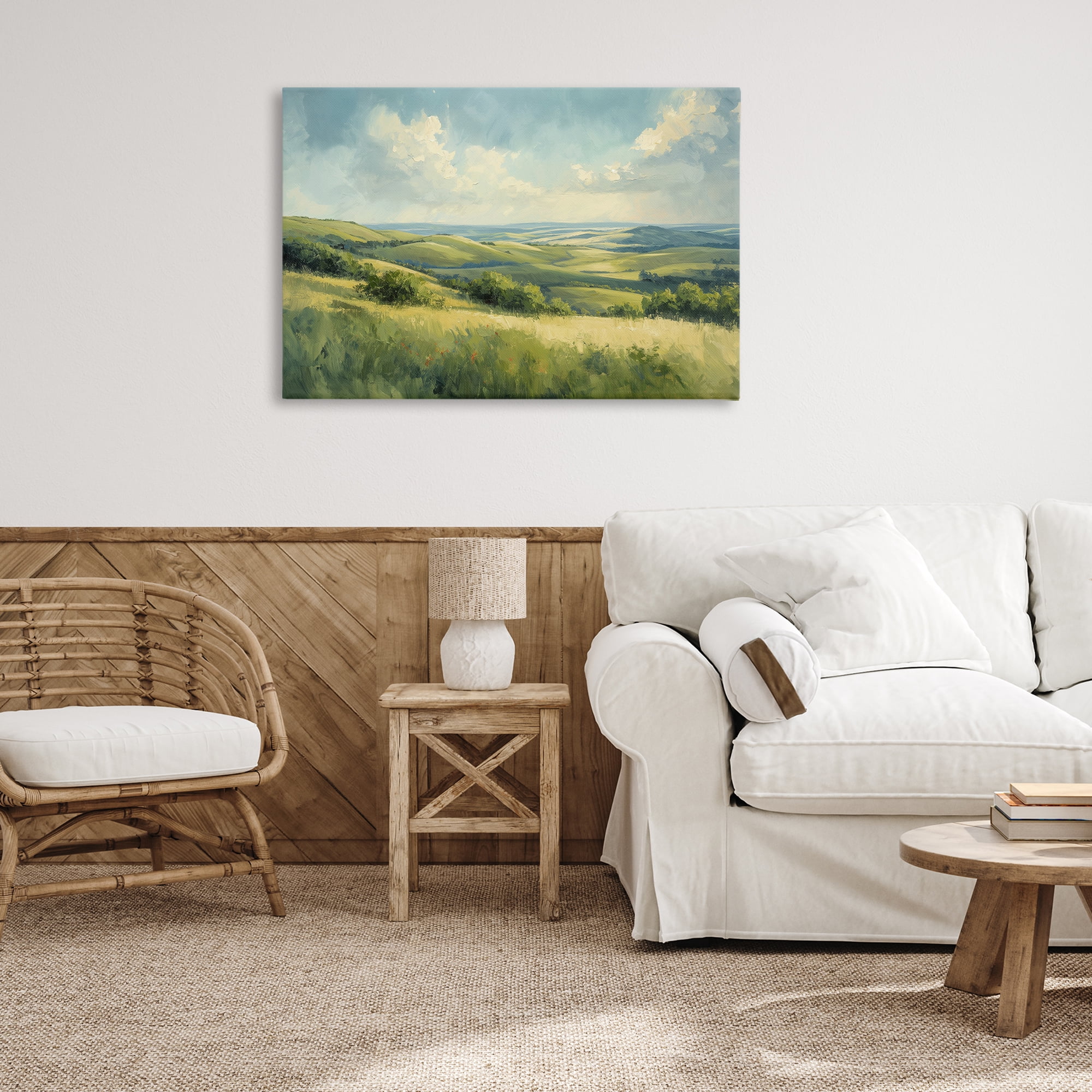 Stupell Industries Rolling Emerald Horizon Landscape & Nature Painting Wrapped Canvas Art Print Wall Art, 36 x 24