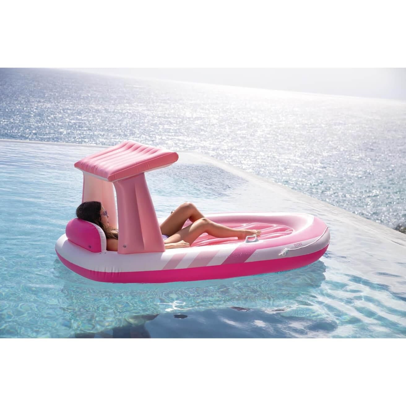 Intex Pink Paradise Boat Float, Inflatable Pool Float for Adults, 96” x 47”