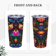 thumbnail image 4 of Kll Mexican Flower Traditional1 Stainless Steel Vacuum Insulated Coffee Cup 20 Oz Insulated Travel Mug Water Cup With Leak-Proof Straw Lid & Flip Lid,1 Metal Straws,1 Cleaning Brush, 4 of 8