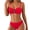 Red, variant on Summer Women's 2 Piece Bikini Swimsuit Set Webbing Hard Cup Open Back Border Casual Beach Bathing Suits