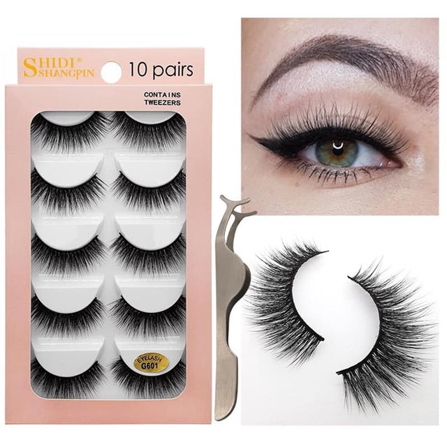 Pestañas naturales, pestañas postizas, pestañas cortas, pestañas postizas de visón tenues, 10 pares de pestañas postizas, extensiones de pestañas tenues, pestañas postizas, pestañas gruesas, pestañas