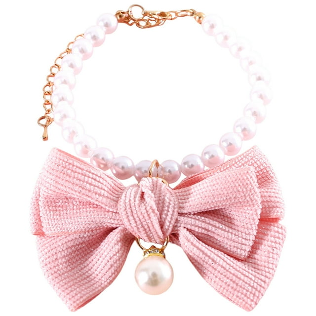 Pearl Cat Collar Delicate Dog Collar Bowknot Puppy Collar Decor Dog Accessory