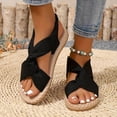 thumbnail image 2 of WAYUTE Women's Sandals Slip On Beach Soft Sole Sandals Lightweight Flat Open Toe Elastic Strap Walking Shoes Trendy Casual Summer, 2 of 7