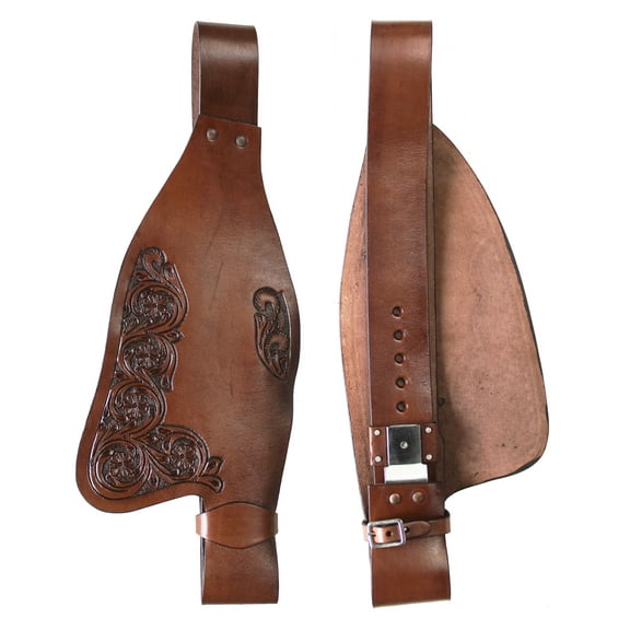Horse Western Adult Floral Tooled Brown Leather Replacement Saddle Fenders 5219LB