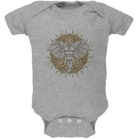 

Henna Mandala Elephant Soft Baby One Piece Heather 0-3 M