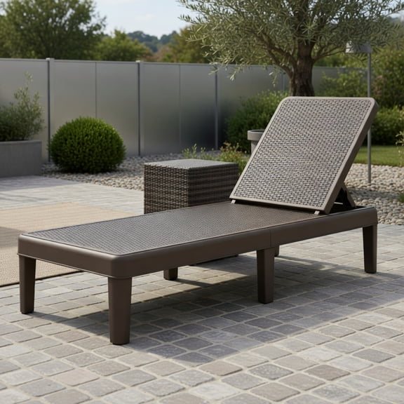 Yardi Yard Outdoor Chaise Lounger Chair with Waterproof Rattan Textured PP Surface and 330 lbs Capacity, Lounge Chairs for Outdoor, Folding Lounger Chaise Chair-Brown