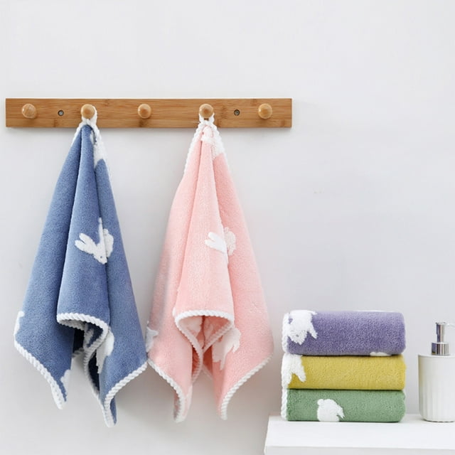 Kadlawus 5Pcs Super Soft Jacquard Hand Towel, Rabbit Pattern, Highly Absorbent, Quick Dry, Gentle on Skin, for Bathroom, Kitchen, Guest, Machine Washable, Multiple Colors