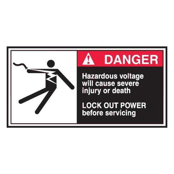 Accuform Label, CEMA, 2-1/2x5, Danger Hazardous, PK5 LECN170